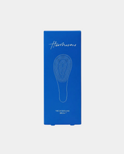 Blue box packaging of a hairbrush with 'Hershesons' branding on a white background